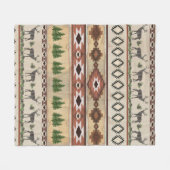 ディア狩り素朴マウンテンキャビンウエスタントリバル フリースブランケット (正面(横))