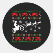 ディア醜いクリスマスバイクもしくは自転車に乗る人オートバイモトクロスGIF ラウンドシール (正面)