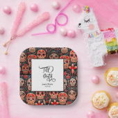 ディア・デ・ロス・ムエルトスのシュガースカルエンゲージメントパーティ ペーパープレート (パーティー)