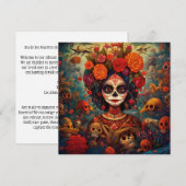 ディア・デ・ロス・ムエルトス (死者の日) 白い花 招待状 (正面/裏面)