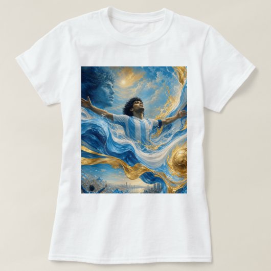 ディエゴ・マラドーナへのオマージュ Tシャツ (デザイン正面)