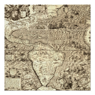 ディエゴGutiérrez著アメリカの世界地図 ポスター