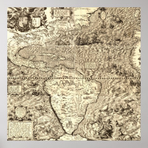 ディエゴGutiérrez著アメリカの世界地図 ポスター