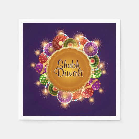 ディエレガントワリカラフル花火 スタンダードカクテルナプキン (正面)