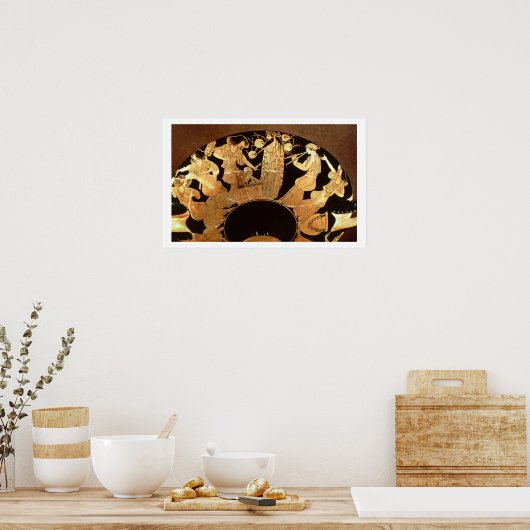 ディオニソスと姿を描いた屋根裏の赤いキリックス ポスター (キッチン)