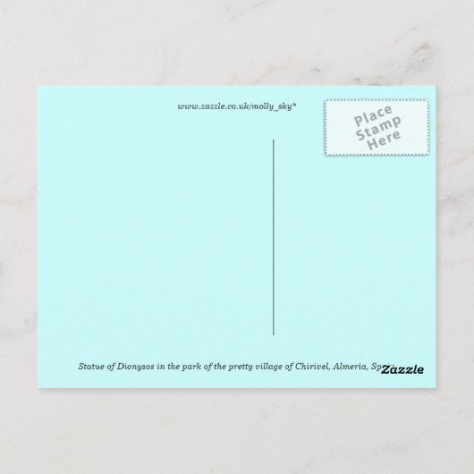 ディオニソスの像 – スペイン、アルメリア、キリベル ポストカード (裏面)