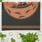 ディオニュソス杯：ギリシャの神の船でつる植物&イルカ キッチンタオル (折り畳み)