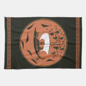 ディオニュソス杯：ギリシャの神の船でつる植物&イルカ キッチンタオル (横)