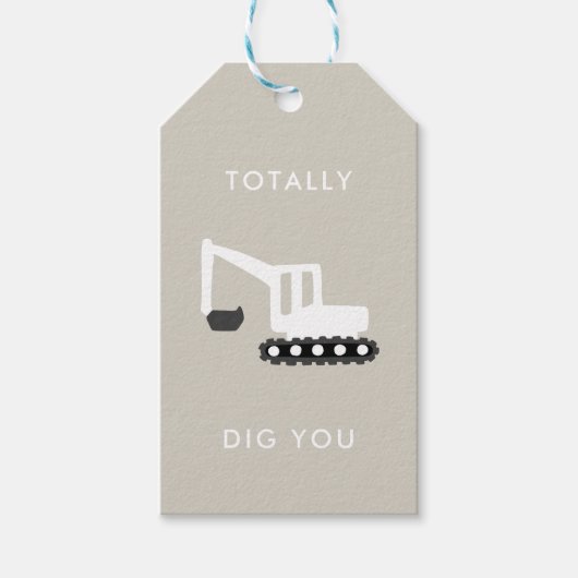 ディガー建築バースデーパーティーメッセージカード ギフトタグ (正面)