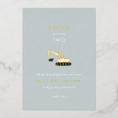 ディガー建築パーティーフォイル誕生日招待状 箔招待状 (正面)