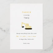 ディガー建築パーティーフォイル誕生日招待状 箔招待状 (正面)