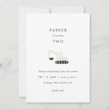 ディガー建築パーティーミニマル誕生日招待状