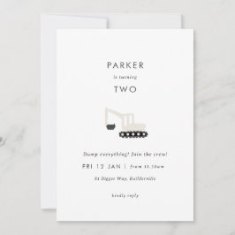 ディガー建築パーティーミニマル誕生日招待状 招待状