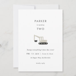 ディガー建築パーティーミニマル誕生日招待状 招待状