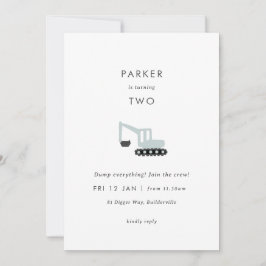 ディガー建築パーティーミニマル誕生日招待状 招待状