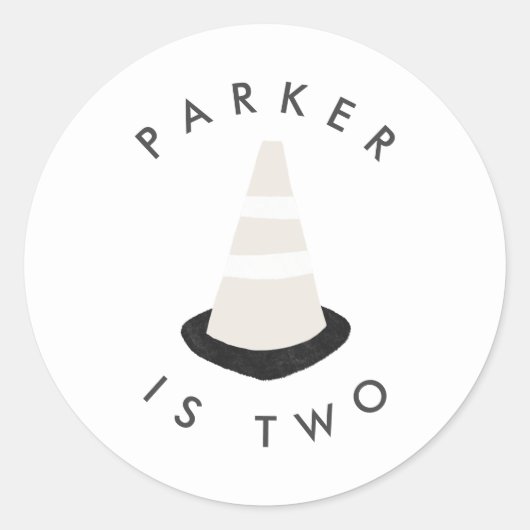 ディガー建築誕生日パーティーコーンステッカー ラウンドシール (正面)