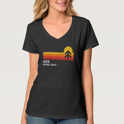 ディキシー国立森林 ユタ クール レトロ ストライプ Tシャツ (正面)