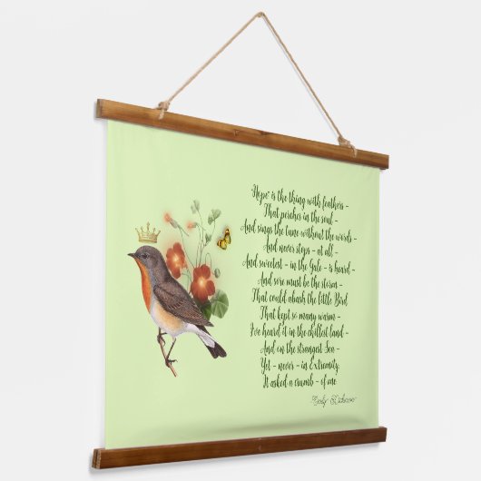 ディキンソンホープ詩&クラウンバード 吊り下げ型タペストリー (傾斜あり)