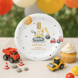 ディギンイットイエロー建築ブライトデイパーティー ペーパープレート