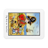 ディグ深い私の心!海賊おもしろい猫マウス マグネット (横)