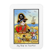 ディグ深い私の心!海賊おもしろい猫マウス マグネット (縦)