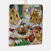 ディケンクリスマスネズミプラムプリン水彩アート セラミックオーナメント (右)