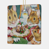 ディケンクリスマスネズミプラムプリン水彩アート セラミックオーナメント (左)