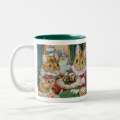 ディケンクリスマスネズミプラムプリン水彩アート ツートーンマグカップ (左)