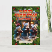 ディケンスクリスマスカロル歌うネズミクリスチャン シーズンカード (正面)