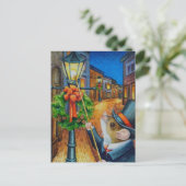 ディケンスクリスマスランプライターマウスウォーターカラーアート ポストカード (スタンド正面)