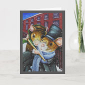 ディケンズのクリスマス・キャロルねずみ水彩画アート カード (正面)