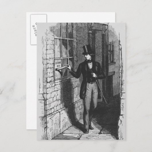 ディケンズは彼の最初の文学を置く ポストカード (正面/裏面)