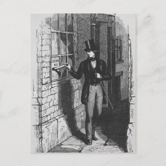 ディケンズは彼の最初の文学を置く ポストカード (正面)