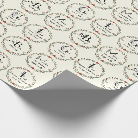 ディケンズアクリスマスキャロル引用文ヴィンテージスクルージ ラッピングペーパー (角)