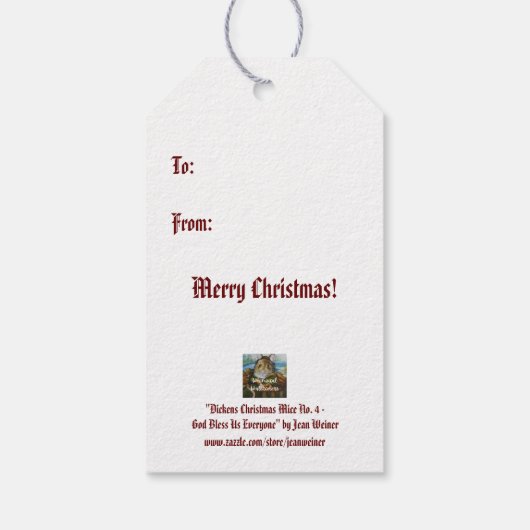 ディケンズクリスマスカロルネズミウォーターカラーアート ギフトタグ (裏面)