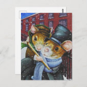 ディケンズクリスマスカロルネズミウォーターカラーアート ポストカード (正面/裏面)