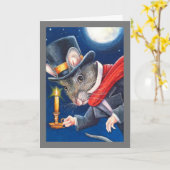 ディケンズクリスマススクルージーマウス水彩画 カード (黄色い花)