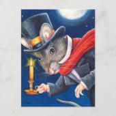 ディケンズクリスマススクルージーマウス水彩画 ポストカード (正面)