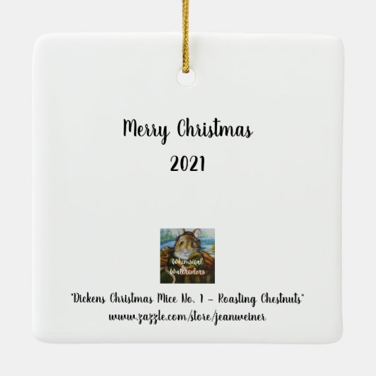 ディケンズクリスマスマウスの栗の芸術をロースト セラミックオーナメント (裏面)
