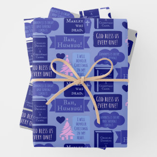ディケンズスクルージュアクリスマスカロルブルーバフンバグ ラッピングペーパーシート