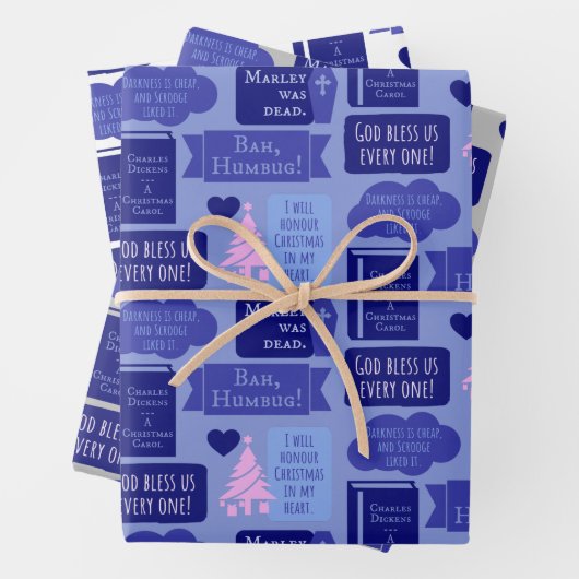 ディケンズスクルージュアクリスマスカロルブルーバフンバグ ラッピングペーパーシート (インサイチュ)