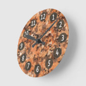 ディジットが付いている斑点を付けられたオレンジ花こう岩の石の表面 ラウンド壁時計 (傾斜)