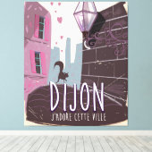 ディジョンフランスヴィンテージ旅行ポスター キャンバスプリント (インサイチュ (ウッドフロア))