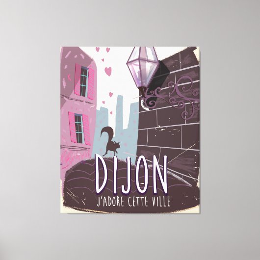 ディジョンフランスヴィンテージ旅行ポスター キャンバスプリント (正面)