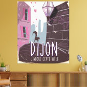 ディジョンフランスヴィンテージ旅行ポスター キャンバスプリント (インサイチュ (リビング))