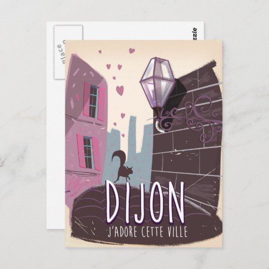 ディジョンフランスヴィンテージ旅行ポスター ポストカード (正面/裏面)