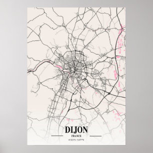 ディジョン – フランスナポリタン市の地図 ポスター
