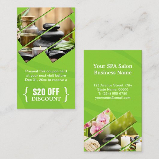 ディスカウントクーポンゼンスパサロンマッサージセラピスト 割引カード (正面/裏面)