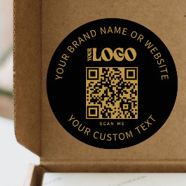 ディスカウントビジネスロゴクーポンブラック金ゴールドQRコード ラウンドシール