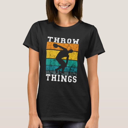 ディスカス投げレトロ投げ物ヴィンテージディスカス Tシャツ (正面)